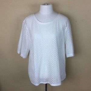 Banana Republic White Mesh Top XL